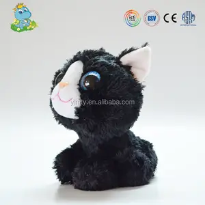 Peluches de gato negro de alta calidad, lindos ojos grandes, proveedores y fabricantes, peluches