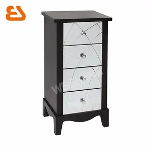 4 drawer gỗ gỗ đen tranh nhân đôi ngực với vát gương gạch thiết kế