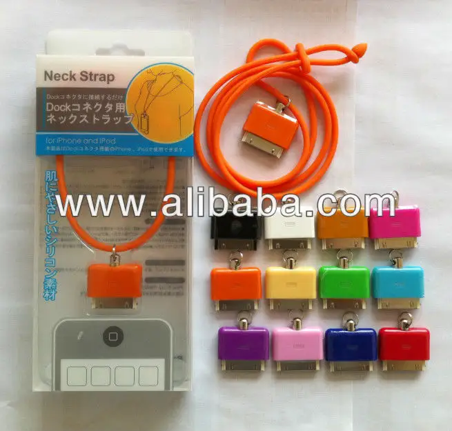 Wholesales Silicone Lanyard neck strap for iphone 4 4s dock many colors