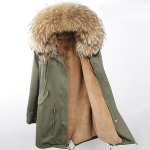 Casual Cotton Fashion Lady Parka <strong>Jacket</strong> Raccoon Collar Hooded With Real <strong>Fur</strong> Good Quality Faux <strong>Fur</strong> <strong>Lined</strong> - Product Image 4