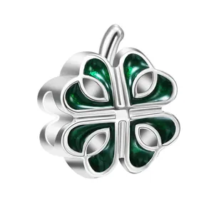 New hot lucky clover jewelry Alloy beads silver large hole charm beads jewelry