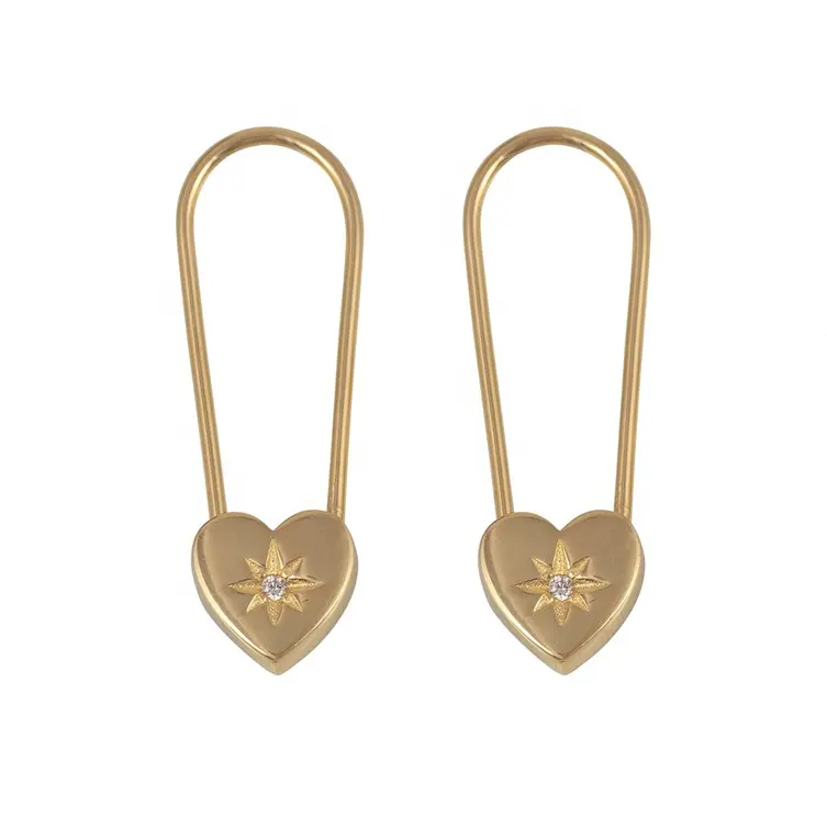 2019 Nieuwe collectie 925 zilveren sieraden dainty harten veiligheid pin earring
