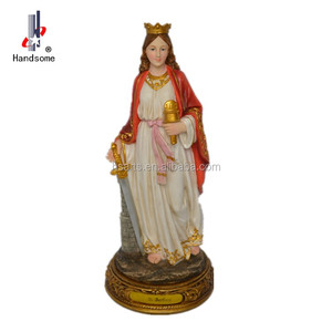 Sculpture Art Déco en Résine de 12 pouces, Statue de Sainte <span class=keywords><strong>Barbara</strong></span>, Modèle Personnalisable, Peinture pour Cadeaux Religieux de Noël, Base en Résine Peinte - Product Image 1