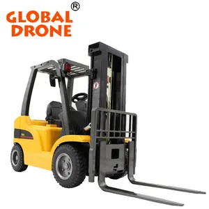 Global Drone Huina Mainan 1577 1:10 2.4G RC Forklift Truk Mainan Jarak Jauh Pengendali Teknik Elektrik Mobil Excavator