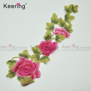 Patchs brodés de fleurs de grande taille en gros, à coudre sur les vêtements, WEF-821 - Product Image 4