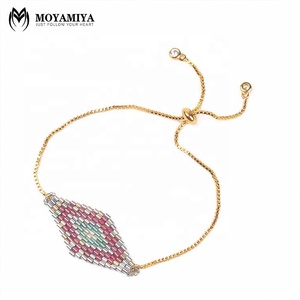 MI-B180056 Moyamiya Miyuki Nazar Boncuk contra geométrico hecho a mano con cuentas pulsera brazalete - Product Image 5