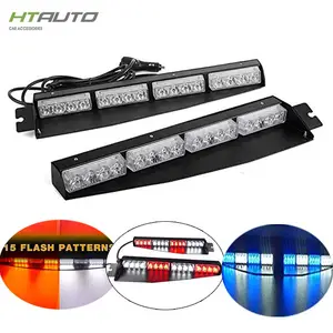 HTAUTO 12V 비상 LED 태양 바이저 스트로브 라이트 바 레드 블루 앰버 화이트 그린 경고 스트로브 라이트