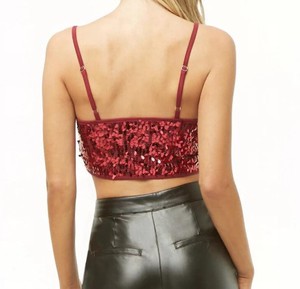 Tops cortos de lentejuelas sexys, tops cortos rojos, venta al por mayor, camiseta recortada de lentejuelas - Product Image 3