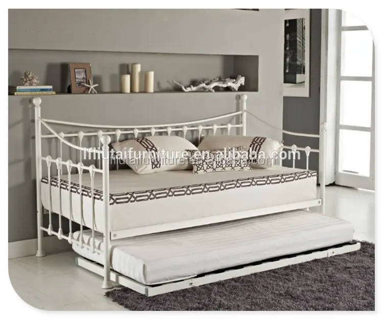 Sofá cama King individual de metal, cama de día de hierro, Diván, muebles de dormitorio, venta al por mayor