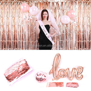 <span class=keywords><strong>Rideau</strong></span> <span class=keywords><strong>à</strong></span> <span class=keywords><strong>franges</strong></span> en feuille d'aluminium or Rose, décoratif de fond de fête, pour mariage - Product Image 3