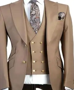 Design personalizzato smoking da sposo eccellente abito da sposa da <span class=keywords><strong>uomo</strong></span> Top revers doppia fibbia da <span class=keywords><strong>uomo</strong></span> Business Party giacca + <span class=keywords><strong>pantaloni</strong></span> + gilet - Product Image 1