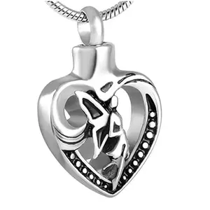 Manufacturer of Stainless Steel Heart Urn Necklaces For Ashes Angel Cremation Memorial Keepsake