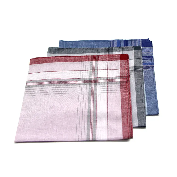 Custom Logo Mens Stripe Cotton Woven Handkerchief