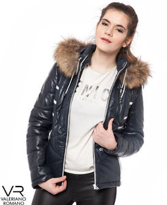 Chaqueta de cuero genuino azul oscuro para hombre 2015 Abrigo de suministro OEM - Product Image 1