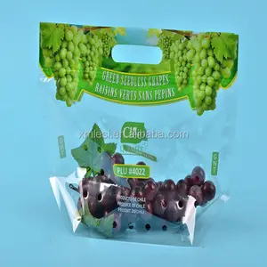 recycle Custom printed grape packaging plastic PP ziplock bag with hole punch