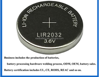 Batería Recargable de Tamaño Pequeño Ewt de 3.6v LIR2032 para Reloj, Batería de Botón Mini Lir 2032