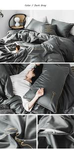 directo de fábrica, fabricante de lujo sensación bordado <span class=keywords><strong>Hotel</strong></span> <span class=keywords><strong>Casa</strong></span> de color sólido funda nórdica funda de almohada - Product Image 5