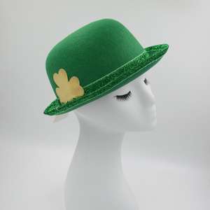 MH-2238 الأخضر الجني سانت باتريك يوم زي الأيرلندية شامروك فيلت الرامي ديربي قبعة - Product Image 3