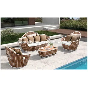 Sigma Outdoor Furniture Rotan Sofa Set Bambu Lounge Sofa