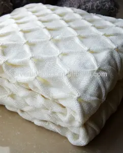 50da53 100% algodão 100% pintuck acrílico cobertor da malha acrílico da malha de tecido