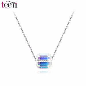 Teemi Stock lujo al por mayor Quality Real S925 plata de la cadena del arco iris collar de cristal austriaco colgante para mujer - Product Image 1