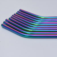 Pailles à boire en acier inoxydable de couleur arc-en-ciel 6mm x 267mm épaisseur 0.55mm