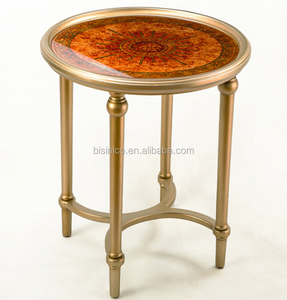 Elegant Antique American Style Solid Wood Glass Top Hand Painted <strong>Small</strong> <strong>Coffee</strong> <strong>Table</strong> for Living Room BF05- FH0202 - Product Image 4