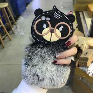 De moda lindo gafas oso peludo funda para teléfono móvil para <span class=keywords><strong>iphone</strong></span> <span class=keywords><strong>X</strong></span> - Product Image 1
