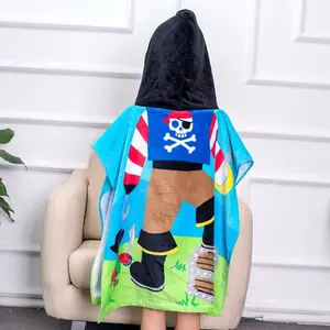 China 100% Katoen Eend Gedrukt Hooded Poncho Cartoon voor Kinderen kinderen Bad Strandlaken