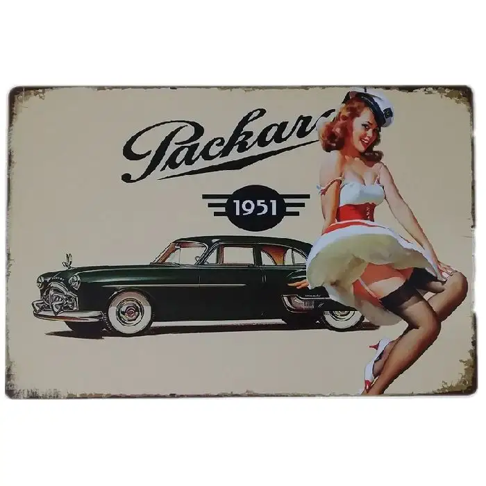 Póster de lata de Metal Vintage para decoración de coche para chica, para cafetería, Bar, garaje, restaurante, baño, hombre, cueva, Pin up, 1951