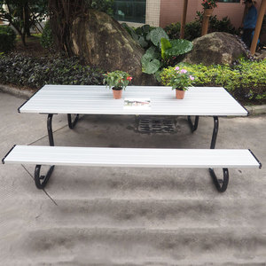 Pó revestido de metal ao ar livre mesa de piquenique com dois bancos, cadeiras de mesa de jardim venda - Product Image 3