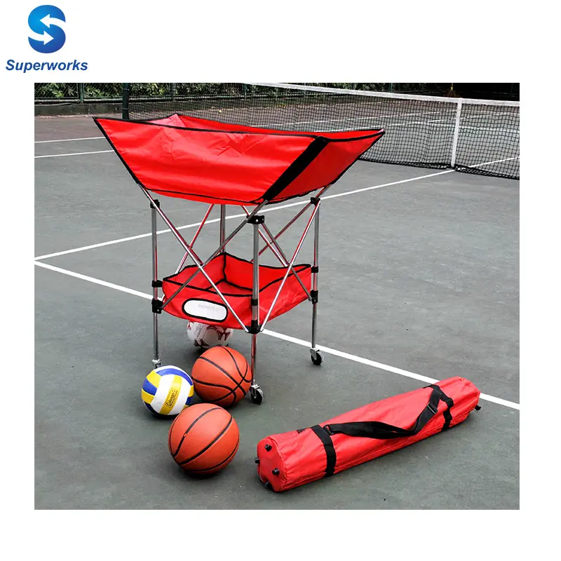 Katlanabilir basketbol taşıyıcı arabası 4 tekerlekler taşınabilir basketbol topu sepeti