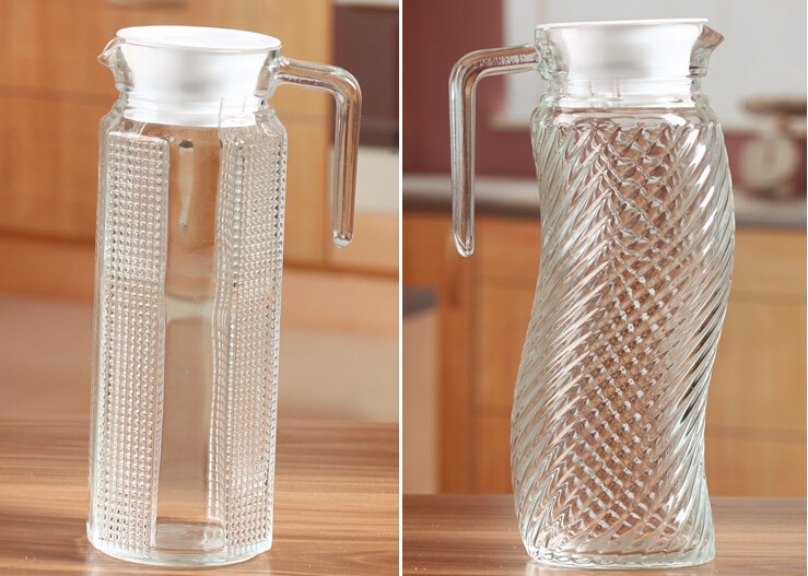 Glass Water Pitcher With Lid Beverage Glass Carafe For Juice Lemon Water Tea Glass Jug