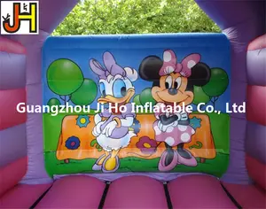 Kids Party Minnie Mouse Bouncy Castle, Girls Favor Purple Inflatable Jumping Bouncer Castle Mickey Mouse Bounce House For Sale