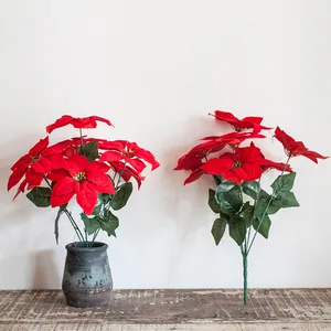 7 Köpfe künstliche gefälschte Euphorbia pulcherrima willd Weihnachts blumen