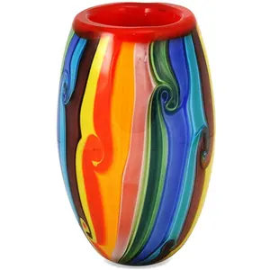 Florero <span class=keywords><strong>de</strong></span> cristal <span class=keywords><strong>de</strong></span> <span class=keywords><strong>Murano</strong></span> <span class=keywords><strong>de</strong></span> diseño Art Deco grande soplado a mano, florero <span class=keywords><strong>de</strong></span> mesa funcional - Product Image 1