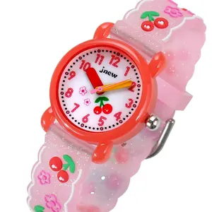 Экологичные водонепроницаемые часы 3atm с розовым клубничным рисунком для детей, цифровые наручные кварцевые часы для детей, наручные часы