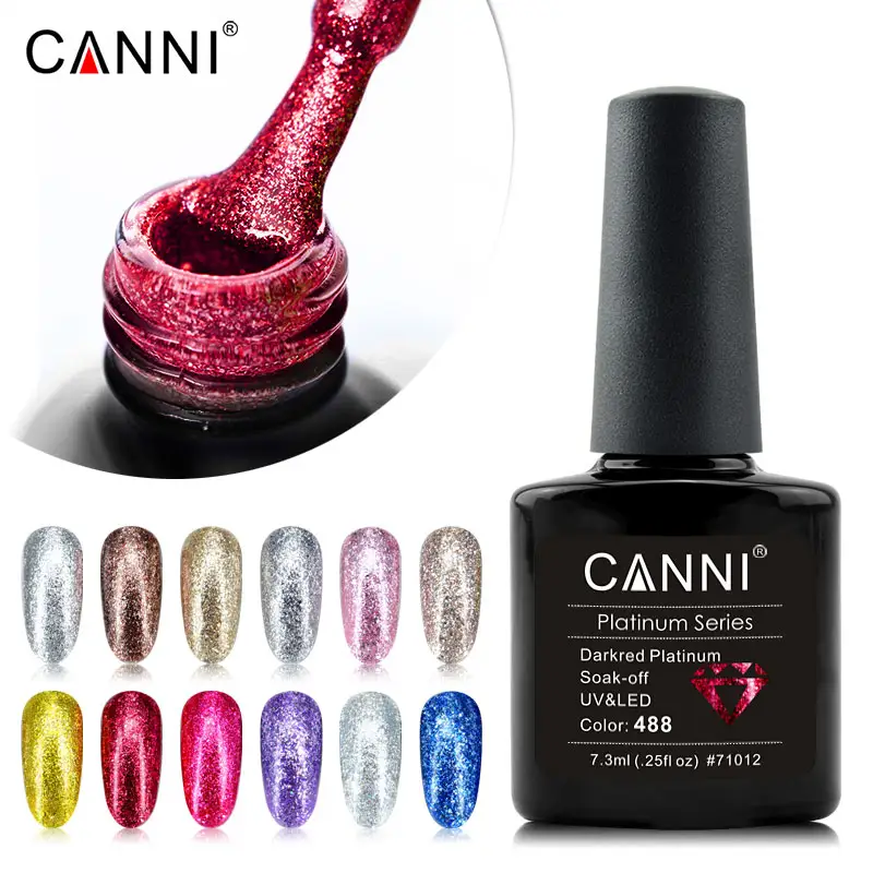 CANNI Nail Art-esmalte de uñas, Gel de platino, superbrillante, diseños de uñas estrelladas, platino