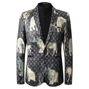 Star with engraved velvet male high-grade evening animal print Japanese style small suit