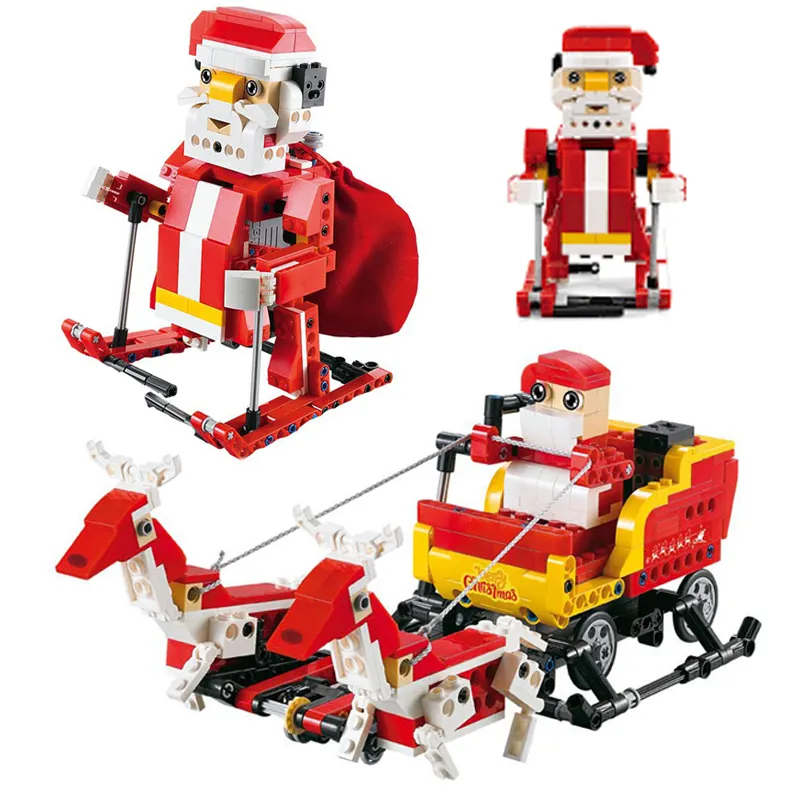 बुद्धिमान संवेदन 2in1 क्रिसमस सांता क्लॉस और बेपहियों सवारी ईंट उपकरण बिल्डिंग ब्लॉक्स खिलौने