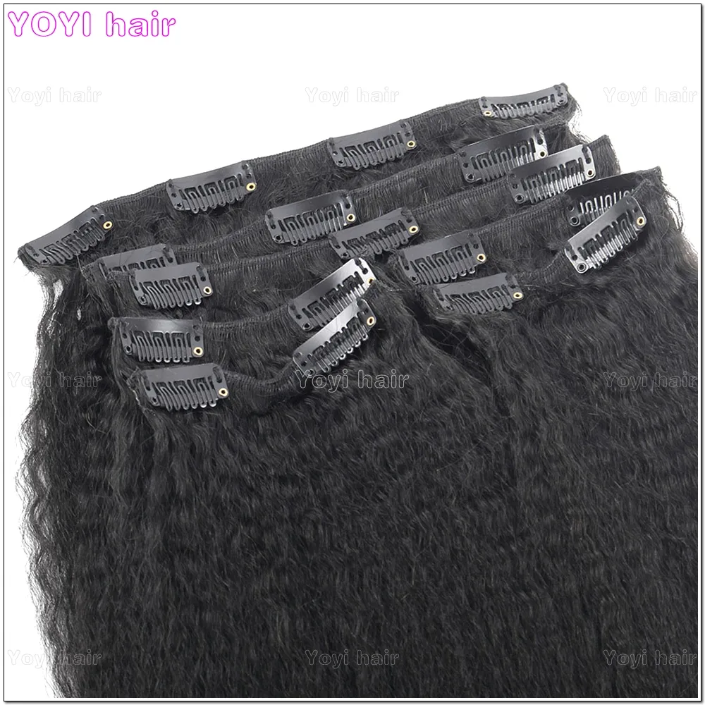 Virgin unprocessed brazilian clip in hair extension cuticle aligned puff afro kinky straight clip ins