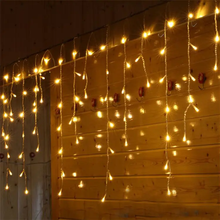 Lampu Tirai Natal, Lampu Tali Es 4 Meter Droop 0.4-0.6M Led Dekorasi Luar Ruangan Pesta Pernikahan Karangan Bunga