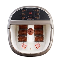 Masseur de pieds électrique portable relaxant avec six rouleaux de massage, bulles et lumière rouge, température réglable, chauffage rapide 500W
