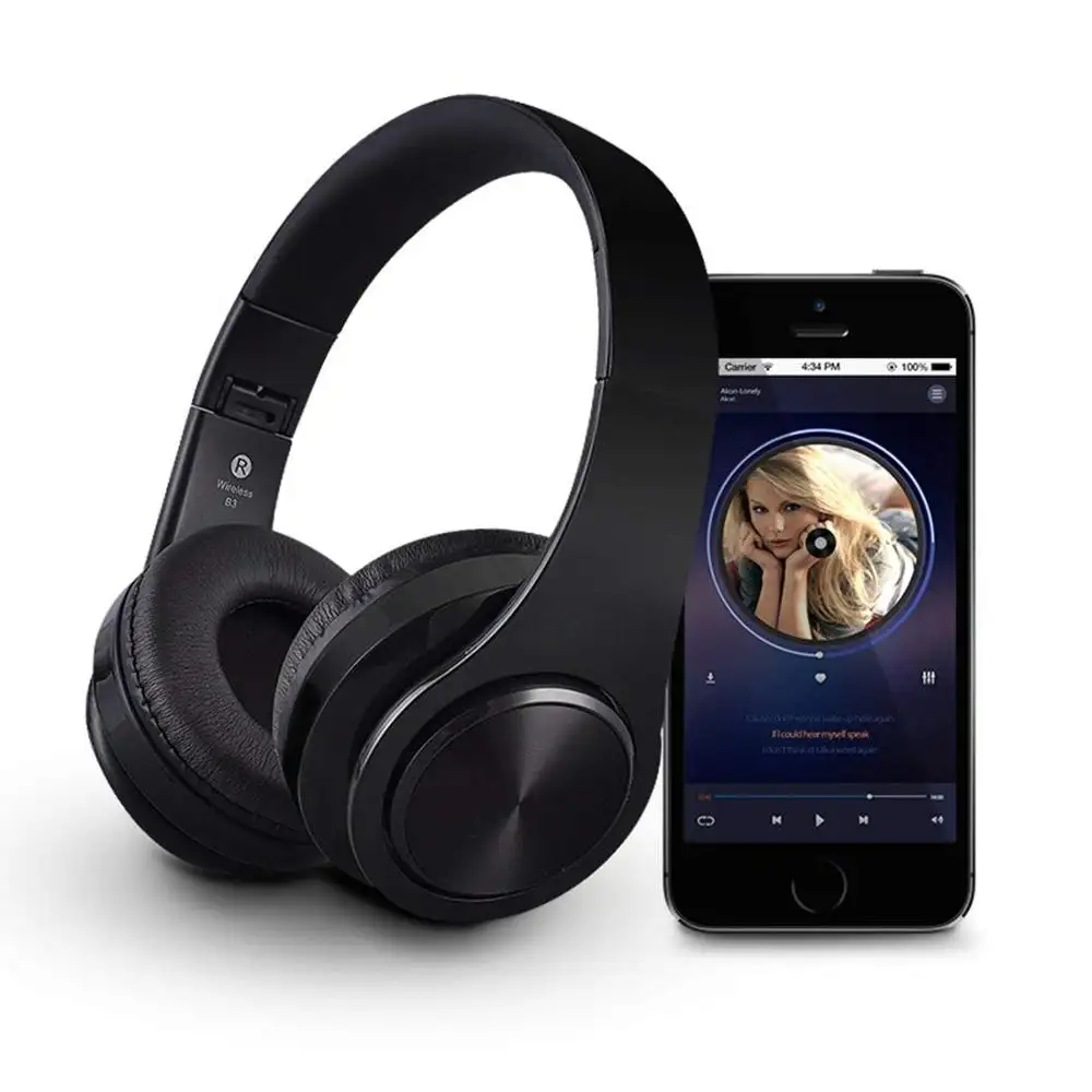 Wireless Headphones Over Ear, Foldable Hi-Fi Super Bass stereo Bluetooth Headphones with Mic and Wired Headset Support SD Card