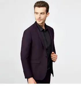 Factory price coat pant designs slim fit young design wedding suits for men purple