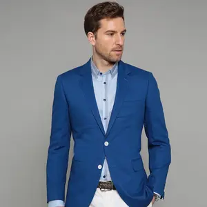 Veste en toile complète pour hommes, 50% laine, costume, blazer avec deux boutons, 50%