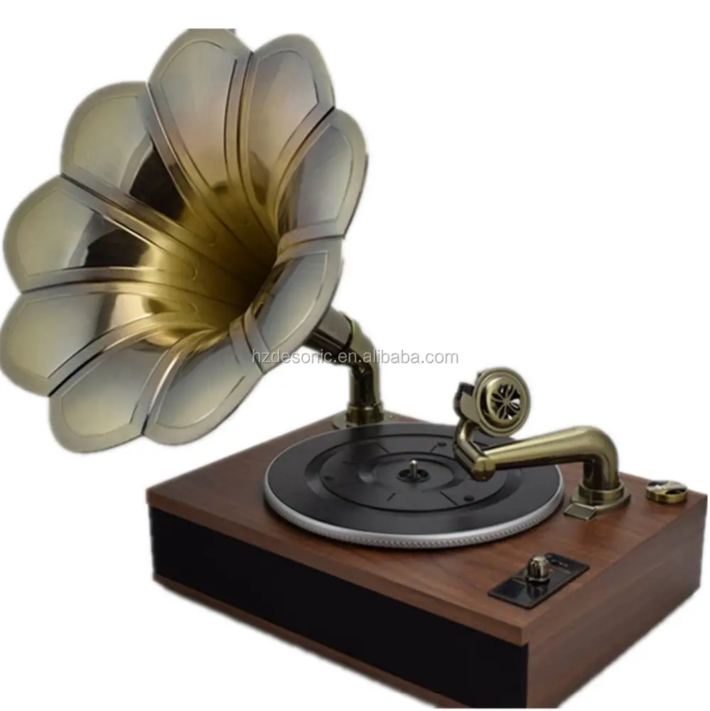 Wholesale vintage flower brass horn sound design gramophone phonograph