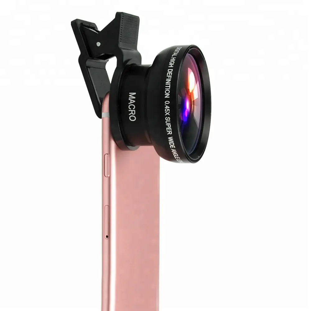 factory wholesale cell phone accessories super wide angle Lens 0.45X Wide Angle 15X Macro mobile phone camera lens for iphone