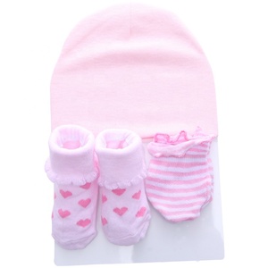 3合1纯棉婴儿袜，带帽子和手套，用于礼品套装 - Product Image 6