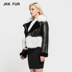 Mujeres bienes Fox Cuello de piel chaqueta de invierno abrigo cálido capa del cuero genuino de la zalea - Product Image 3